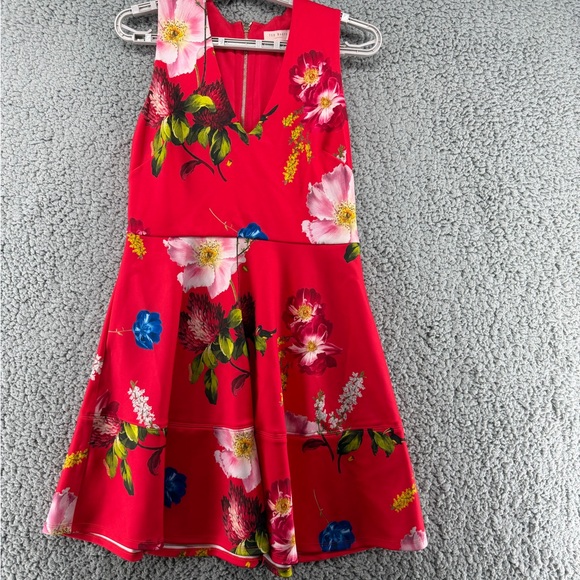 Ted Baker Red Floral Mini Dress Kinle - Picture 11 of 16